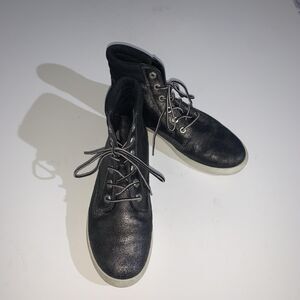 Timberland Boots Womens Size 8 Black Leather High Top Sensorflex Casual Shoes